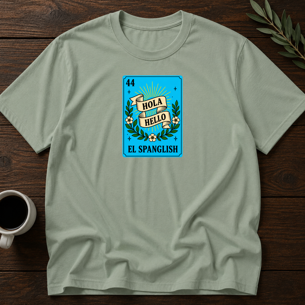 Spanglish Card T-Shirt – Sage – Wear Your Heart
