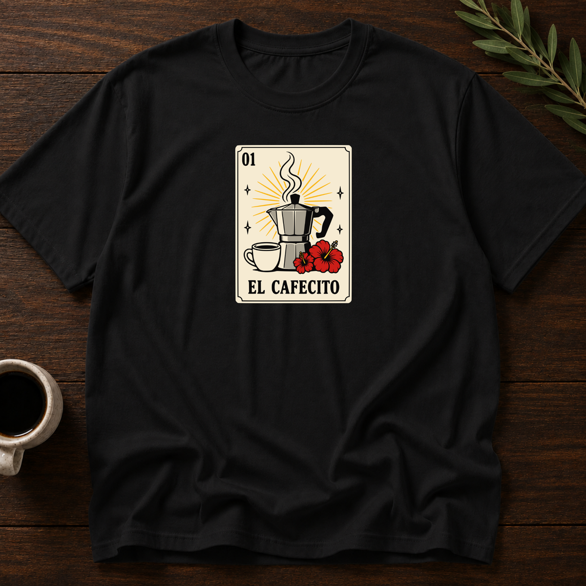 Cafecito Card T-Shirt – Black – Wear Your Heart