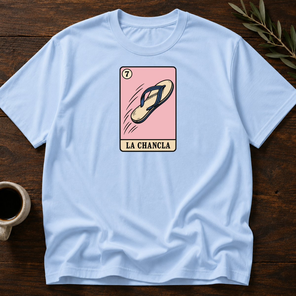Chancla Card T-Shirt – Light Blue – Wear Your Heart
