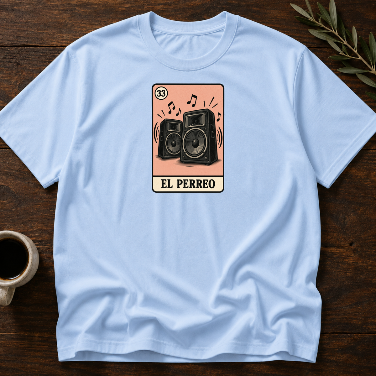 El Perreo Card T-Shirt – Light Blue – Wear Your Heart