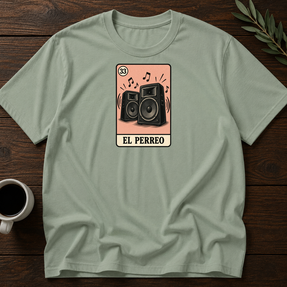 El Perreo Card T-Shirt – Sage – Wear Your Heart