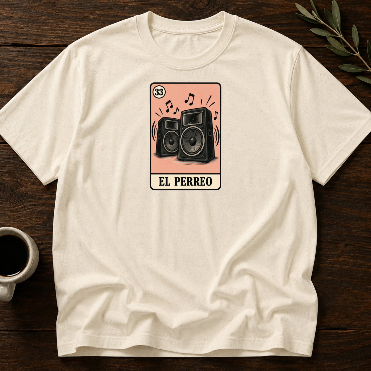El Perreo Card T-Shirt – Natural – Wear Your Heart