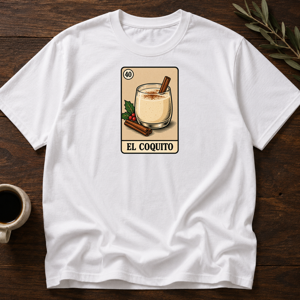 Coquito Card T-Shirt – White – Wear Your Heart