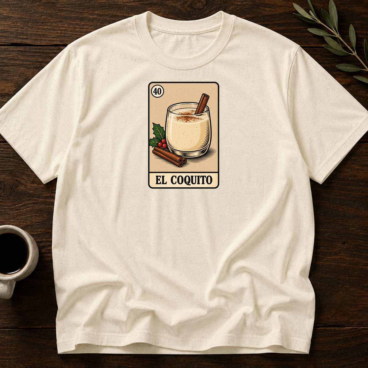 Coquito Card T-Shirt – Natural – Wear Your Heart