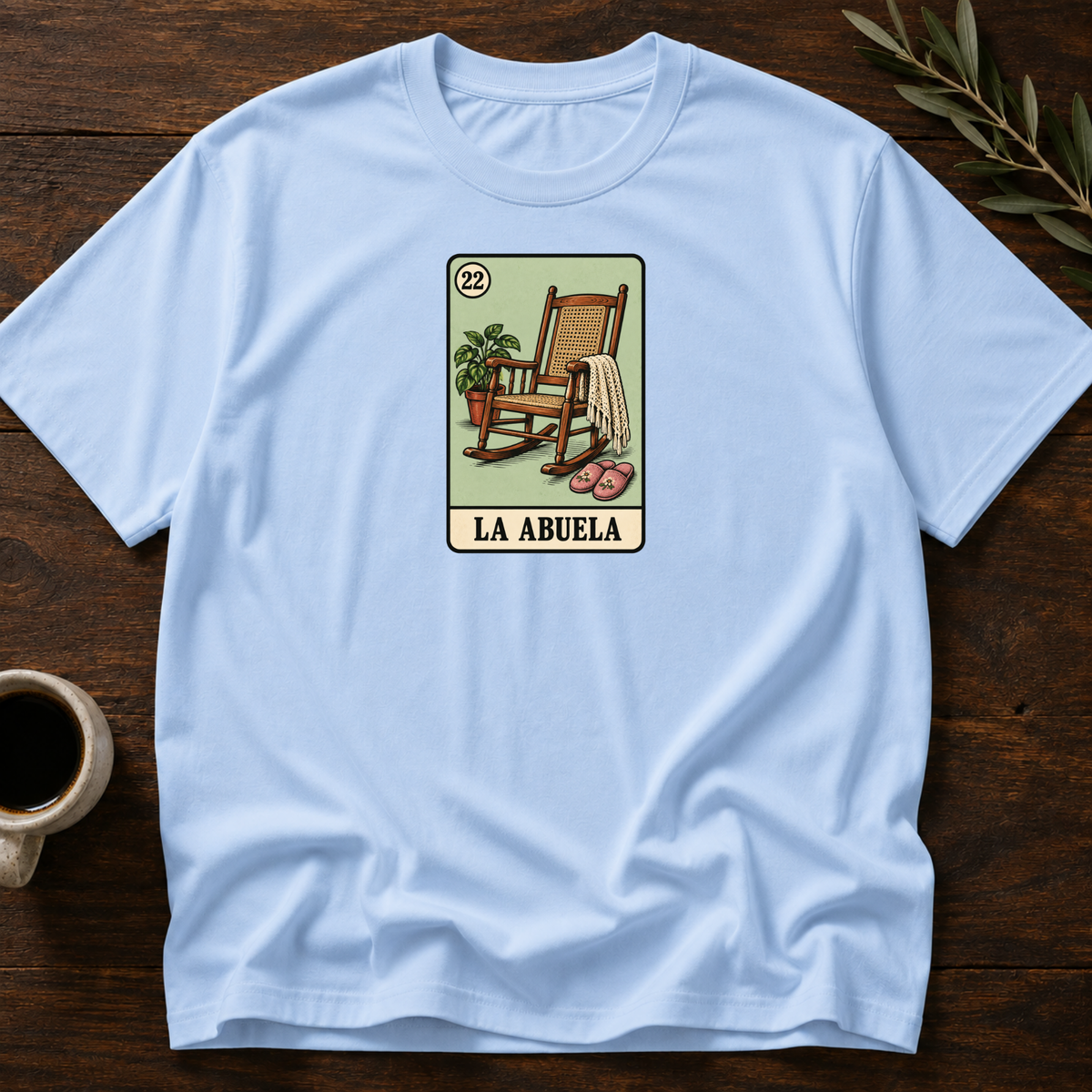 La Abuela Card T-Shirt – Light Blue – Wear Your Heart