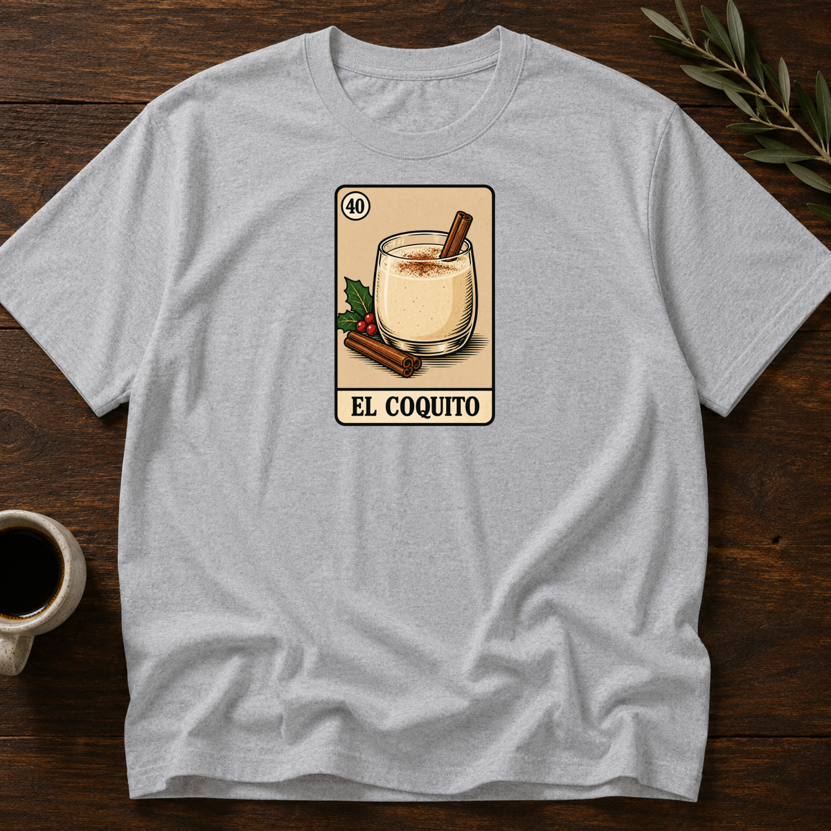 Coquito Card T-Shirt – Sport Grey – Wear Your Heart