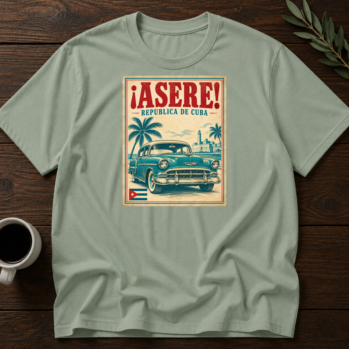 Asere Cuba T-Shirt – Sage – Wear Your Heart