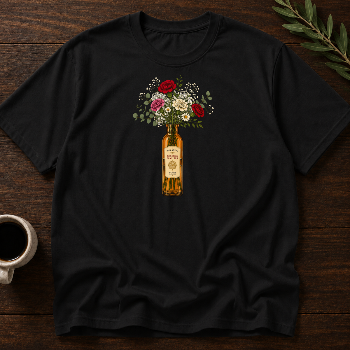 Venezuelan Rum Bottled Bloom T-Shirt – Black – Wear Your Heart
