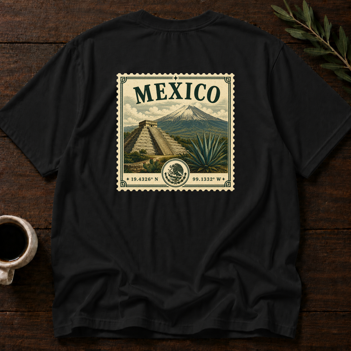 México Heritage Stamp T-Shirt – Black Back – Wear Your Heart