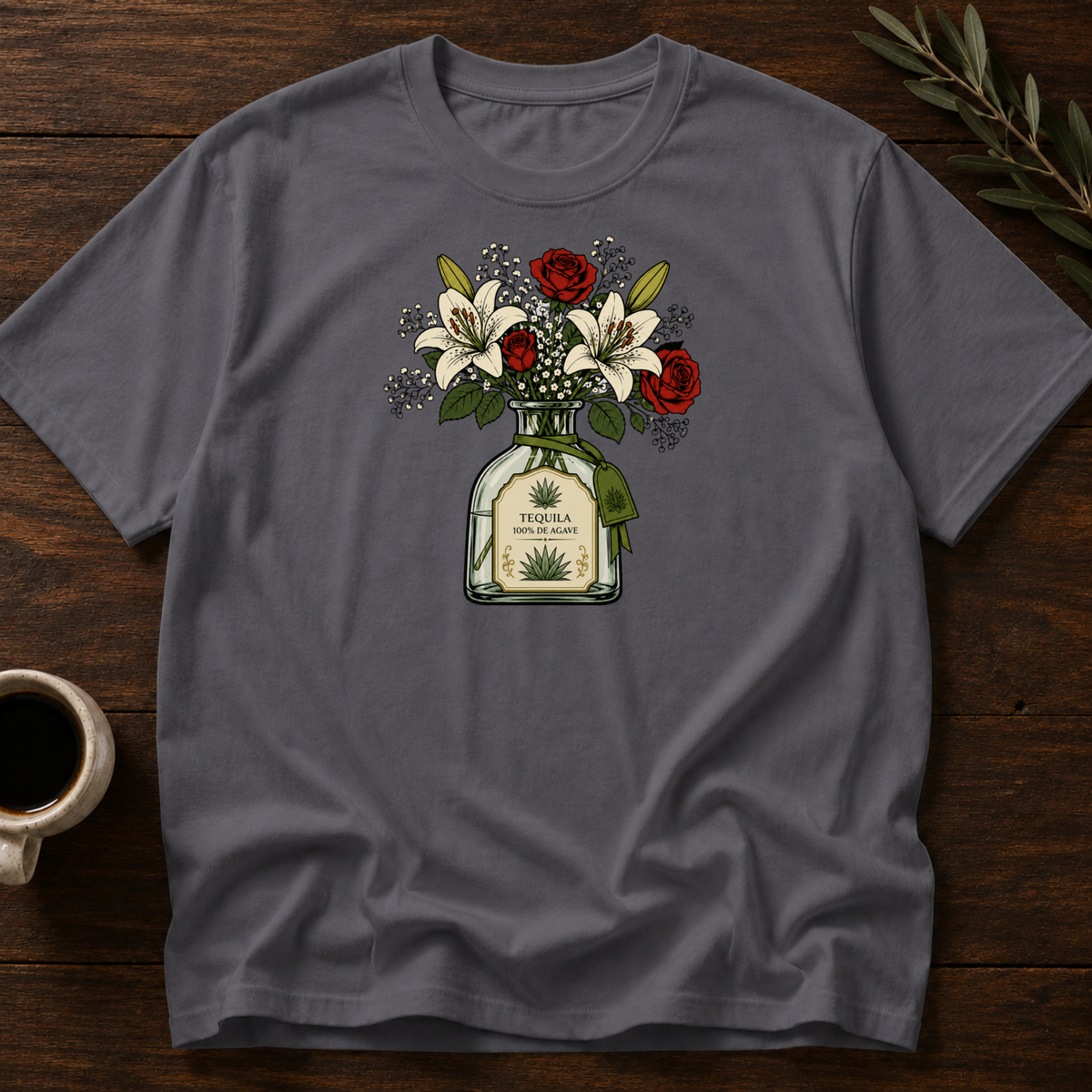 Boss Tequila Bottled Bloom T-Shirt – Dark Heather Gray – Wear Your Heart