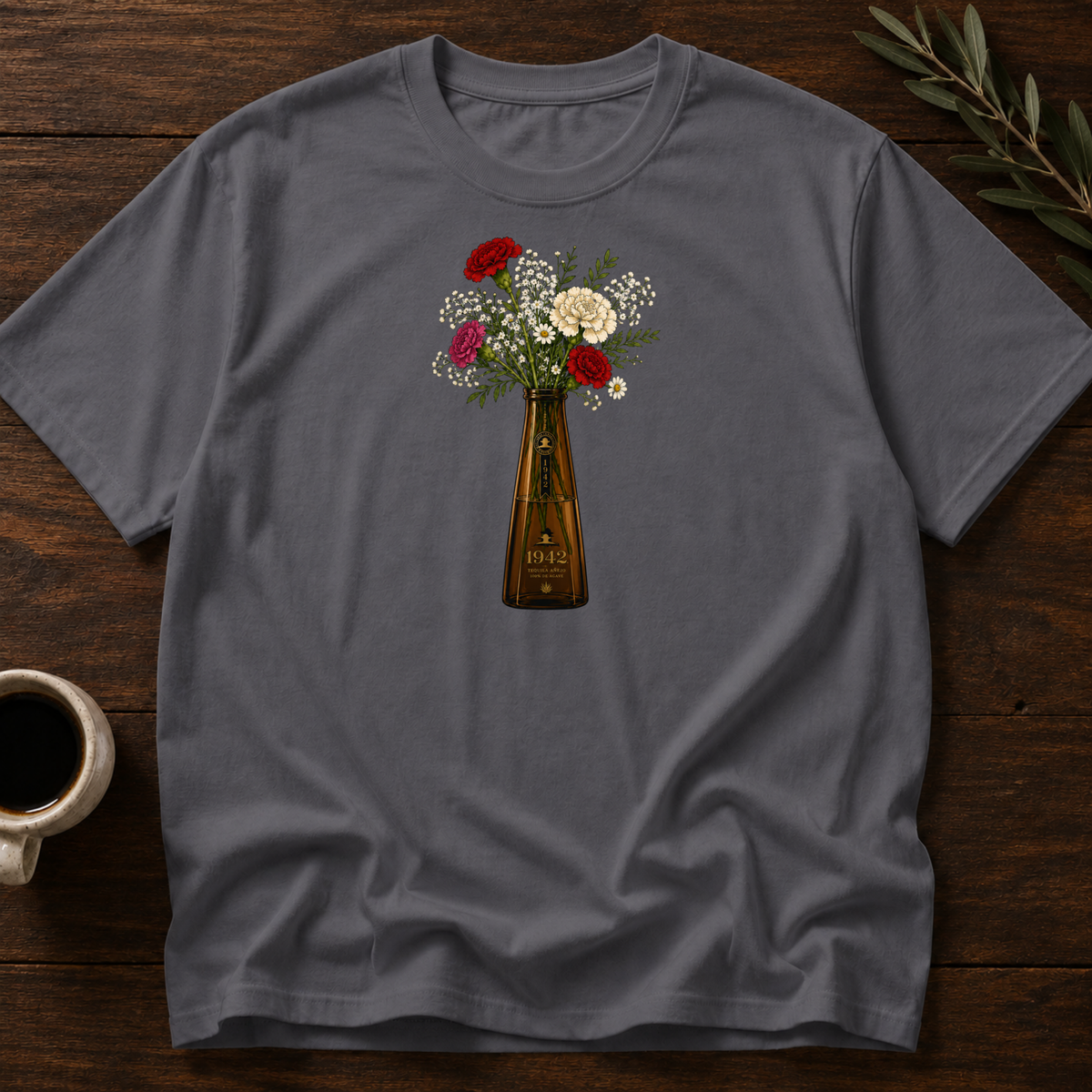 Tequila Bottled Bloom T-Shirt – Dark Heather Gray – Wear Your Heart
