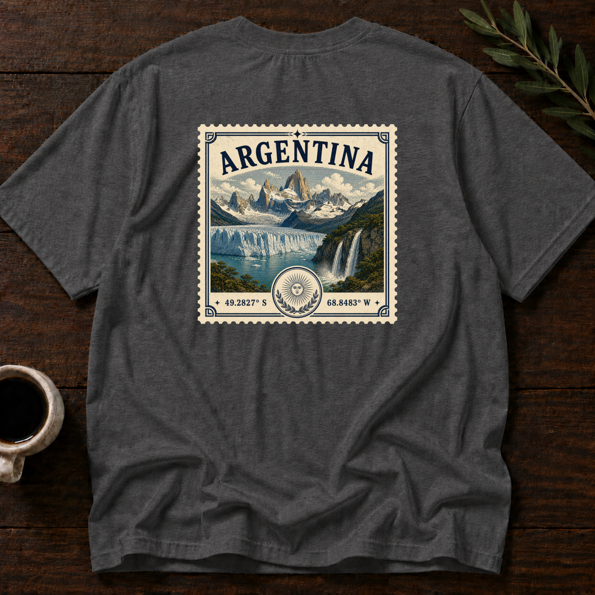 Argentina Heritage Stamp T-Shirt – Dark Heather Grey Back – Wear Your Heart
