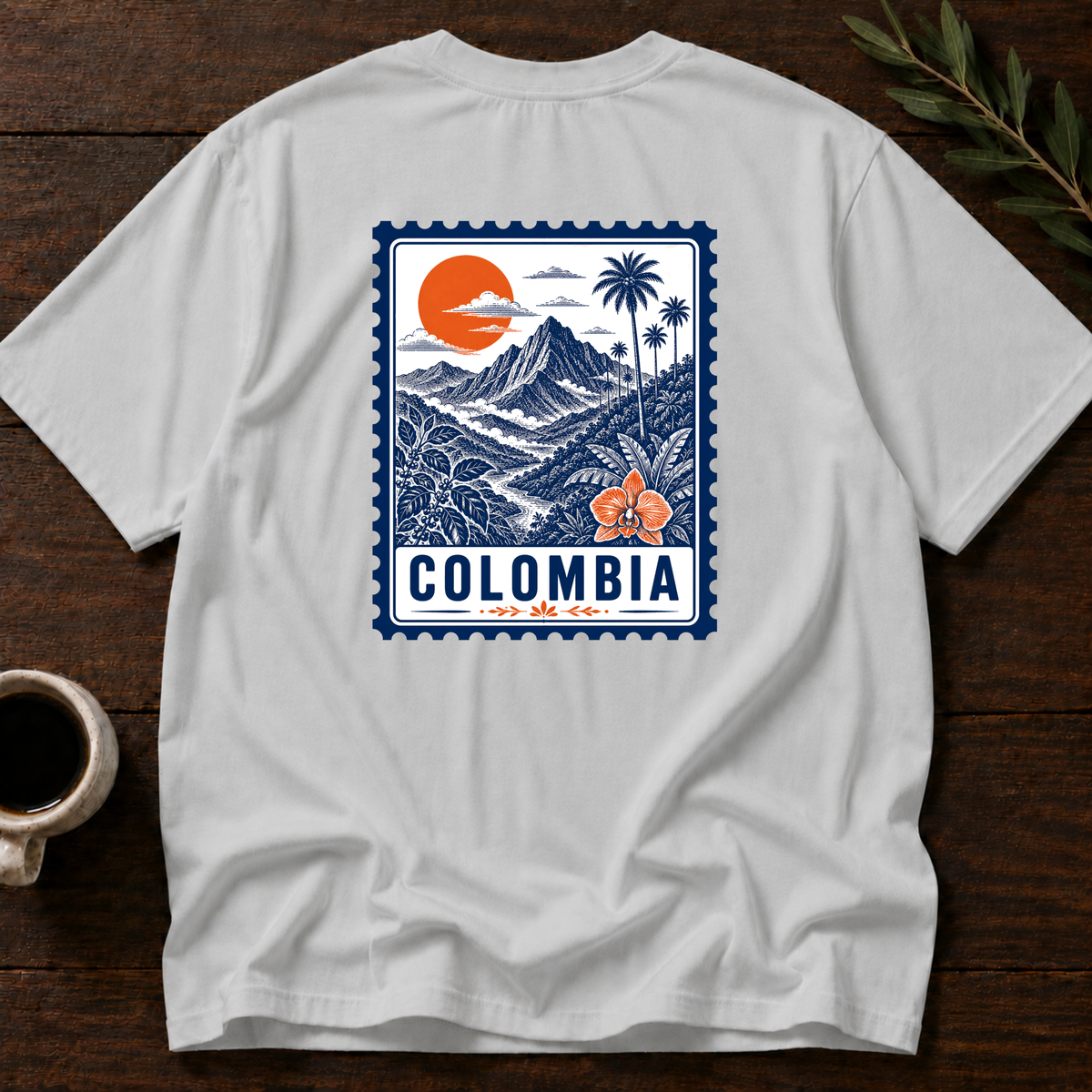 Colombia Stamp T-Shirt – Ice Grey Back – Wear Your Heart