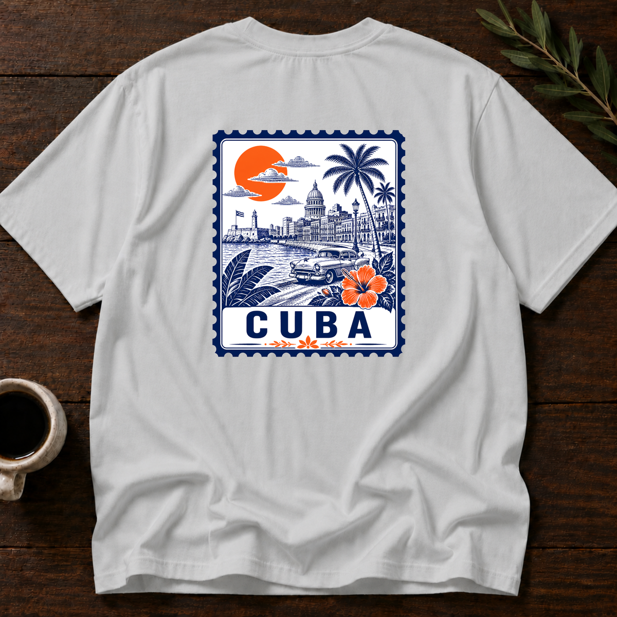 Cuba Stamp T-Shirt – Ice Grey Back – Wear Your Heart