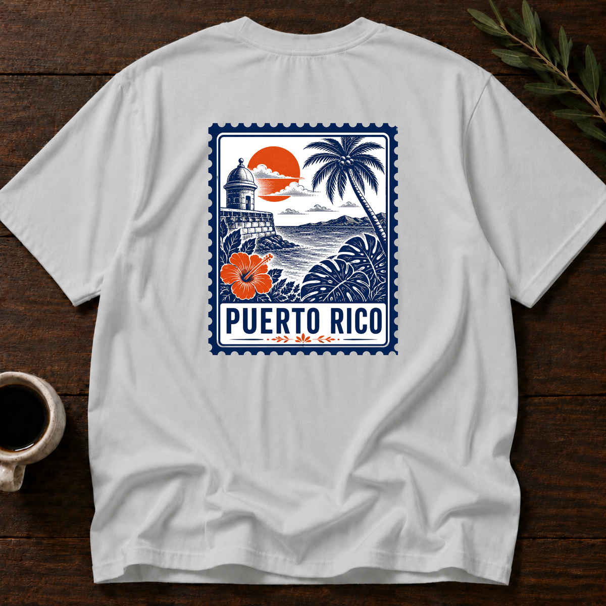 Puerto Rico Stamp T-Shirt – Ice Grey Back – Wear Your Heart
