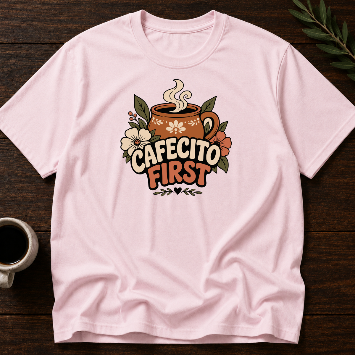 Cafecito First T-Shirt – Light Pink – Wear Your Heart