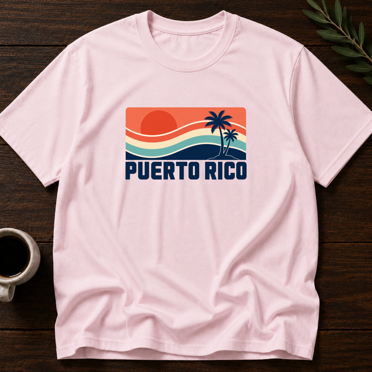 Sunset Boricua T-Shirt – Light Pink – Wear Your Heart