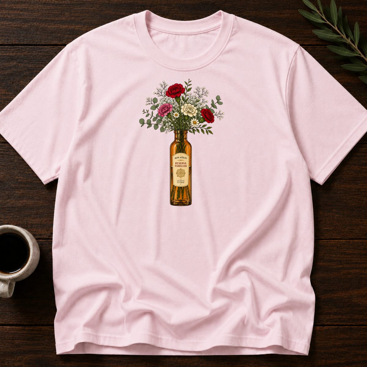 Venezuelan Rum Bottled Bloom T-Shirt – Light Pink – Wear Your Heart