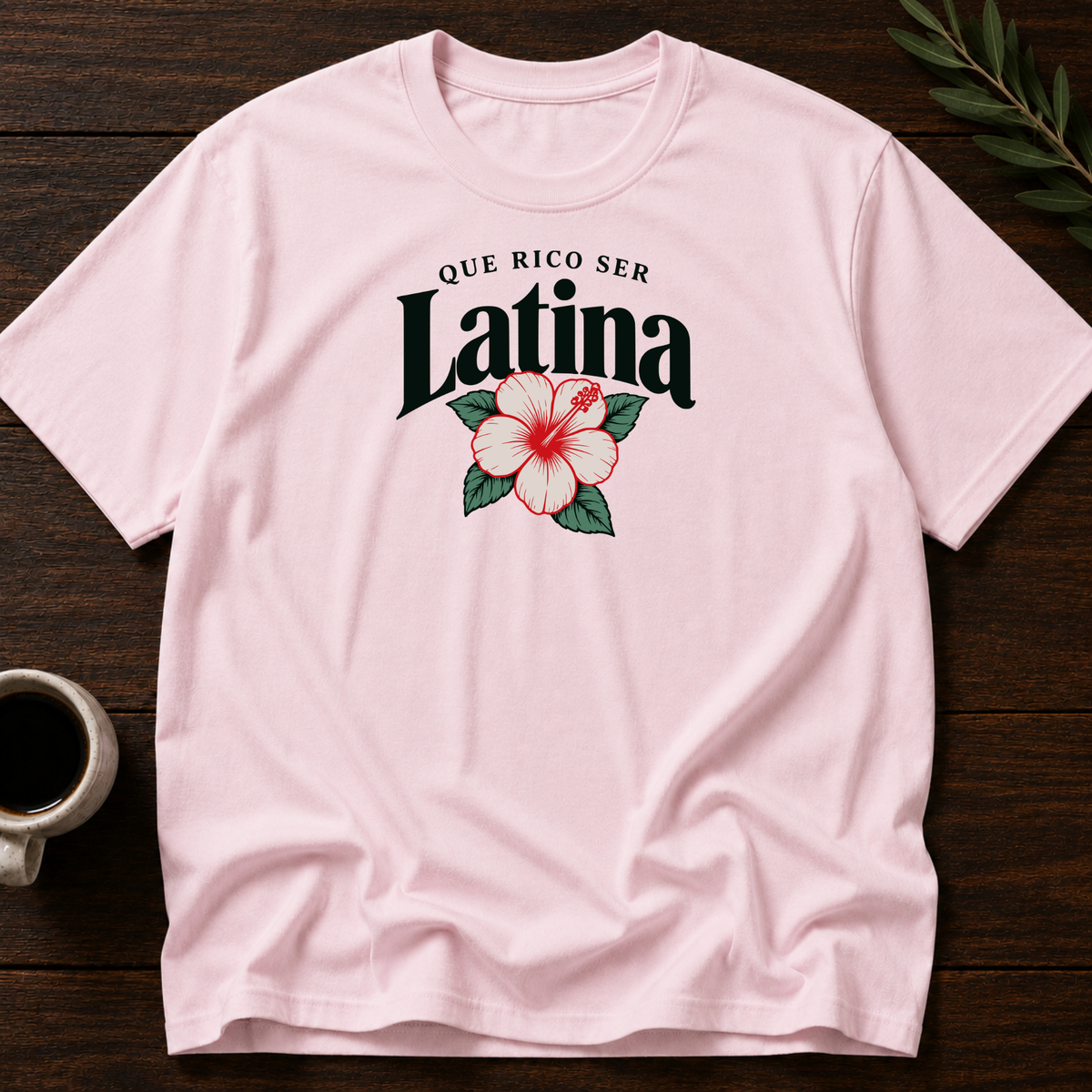 Que Rico Ser Latina T-Shirt – Light Pink – Wear Your Heart