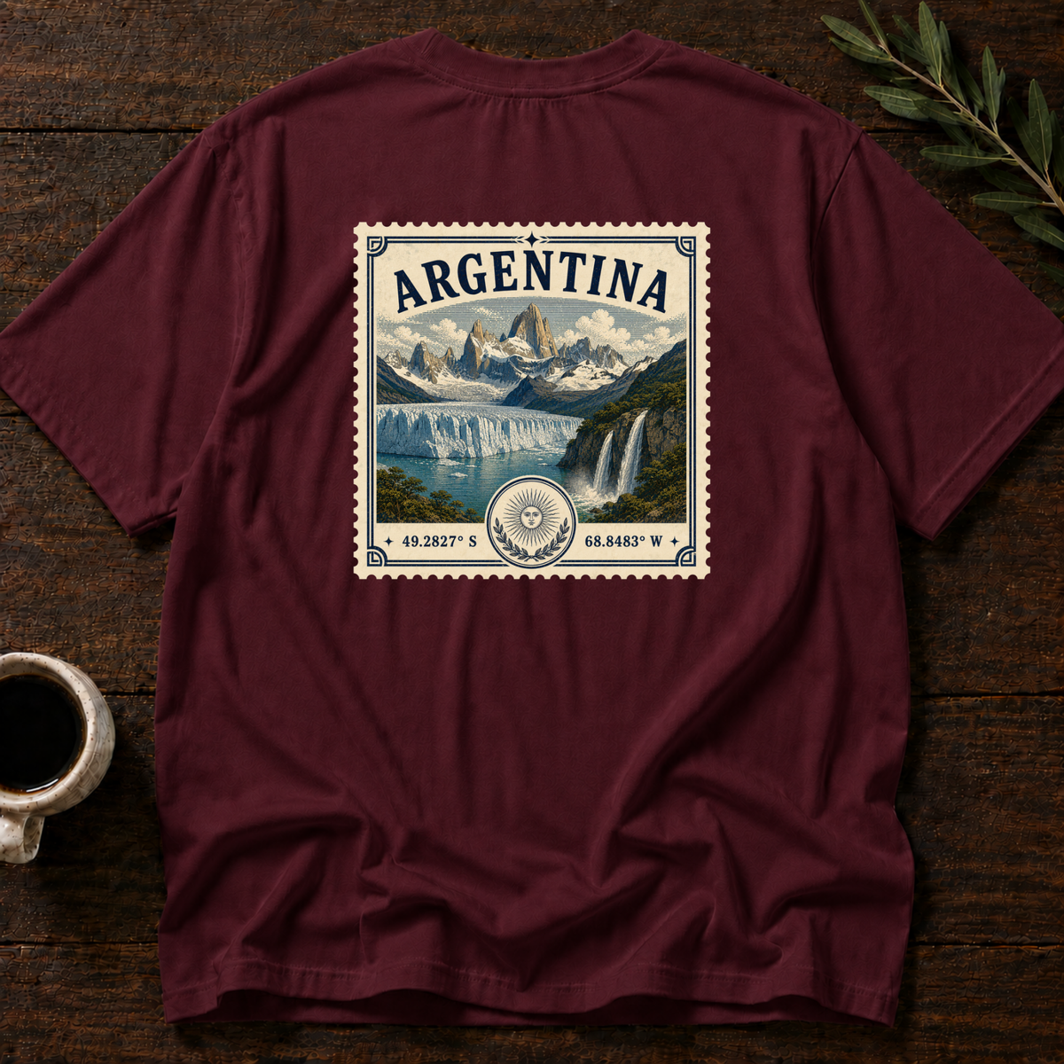 Argentina Heritage Stamp T-Shirt – Maroon Back – Wear Your Heart