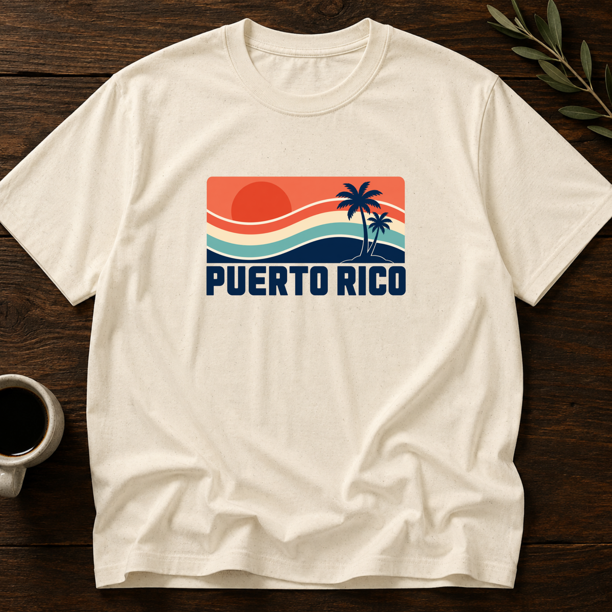 Sunset Boricua T-Shirt – Natural – Wear Your Heart