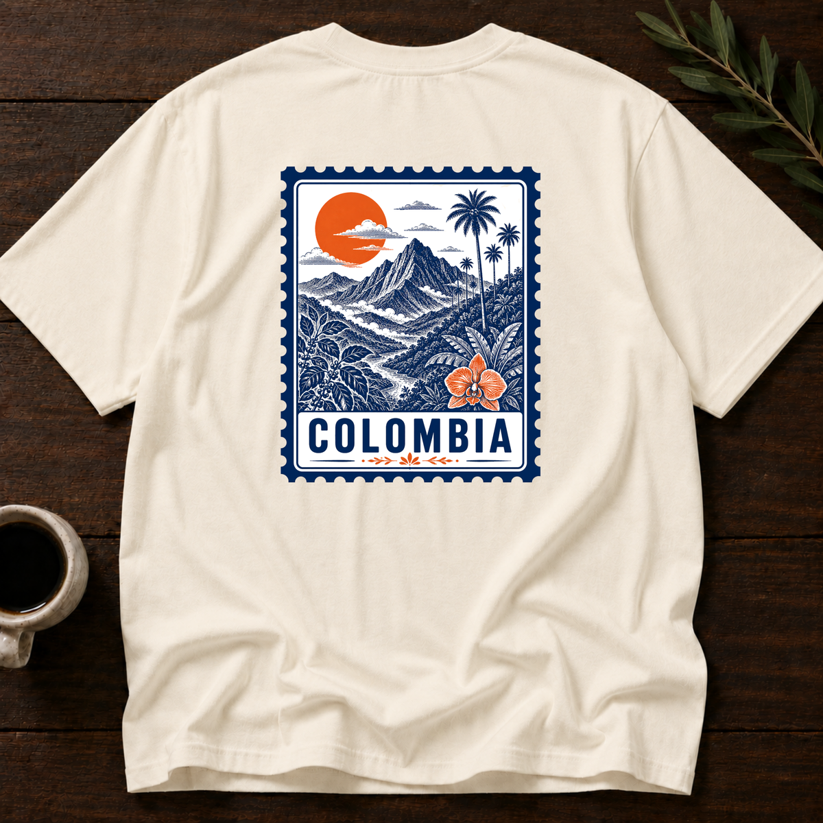 Colombia Stamp T-Shirt – Natural Back – Wear Your Heart