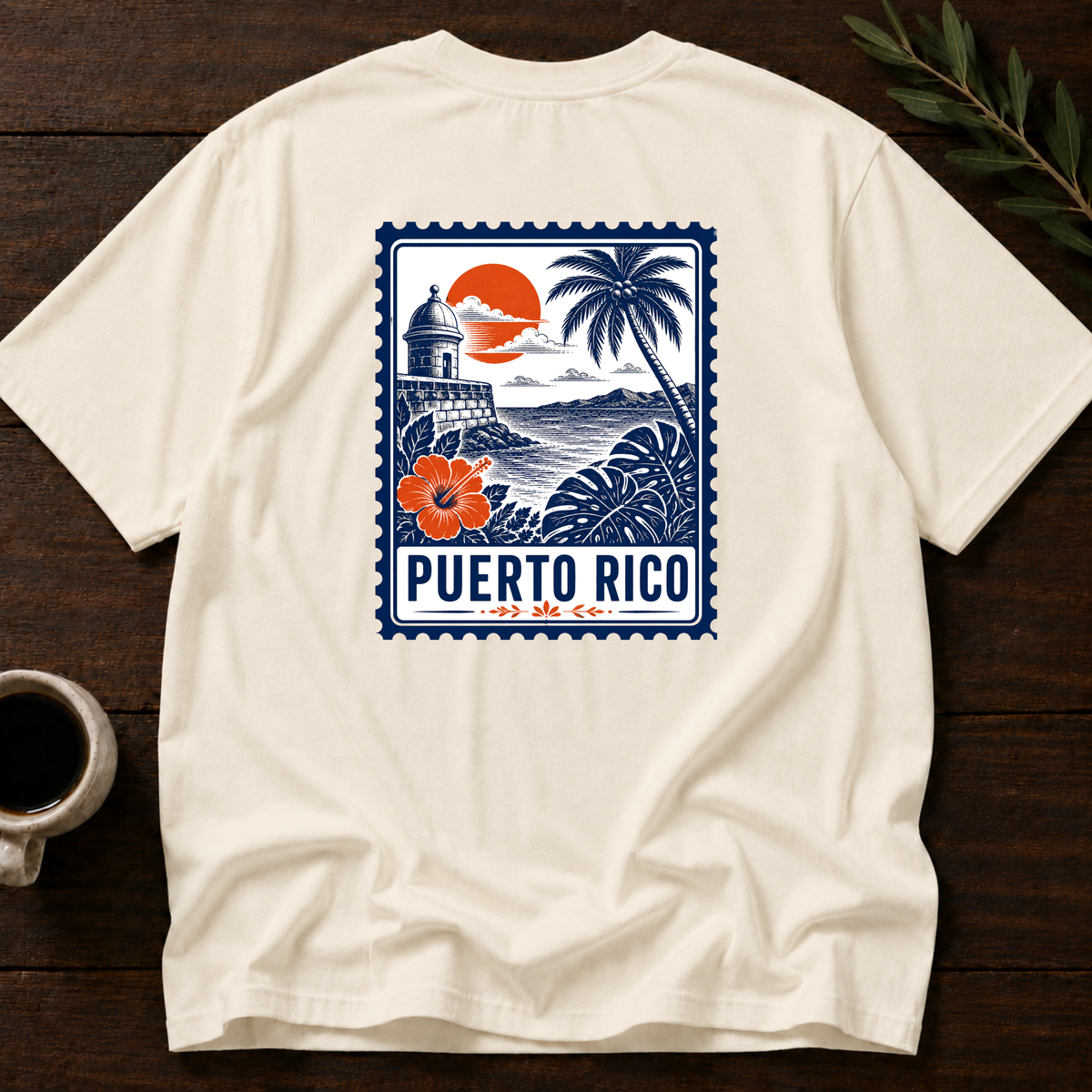 Puerto Rico Stamp T-Shirt – Natural Back – Wear Your Heart