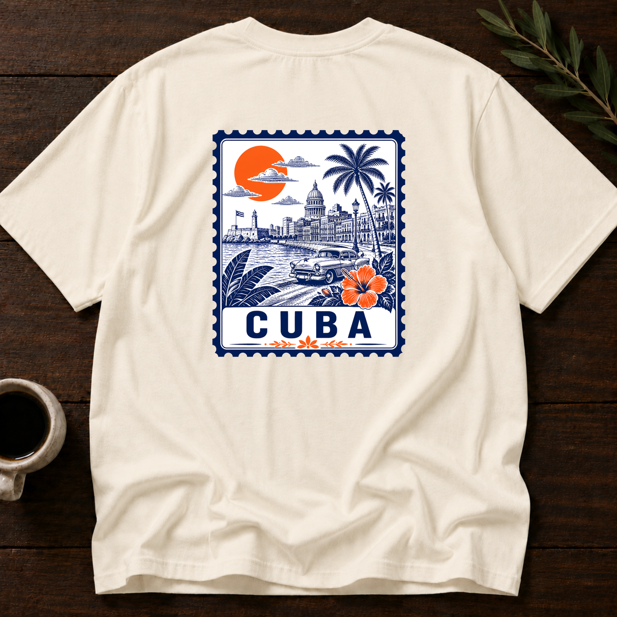 Cuba Stamp T-Shirt – Natural Back – Wear Your Heart