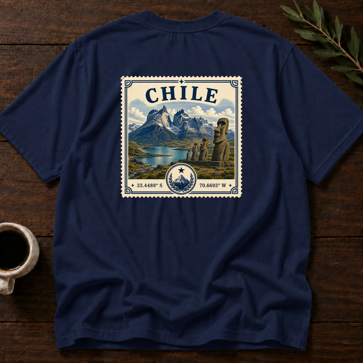 Chile Heritage Stamp T-Shirt – Navy Back – Wear Your Heart