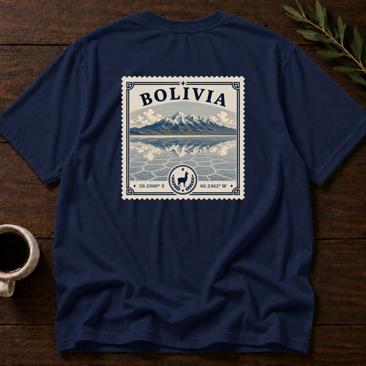 Bolivia Heritage Stamp T-Shirt – Navy Back – Wear Your Heart
