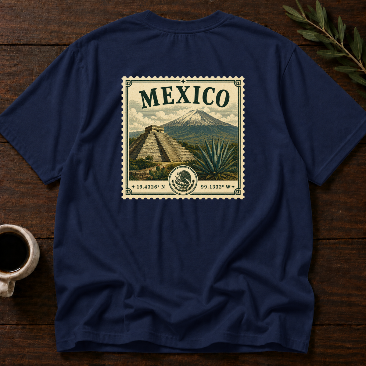 México Heritage Stamp T-Shirt – Navy Back – Wear Your Heart