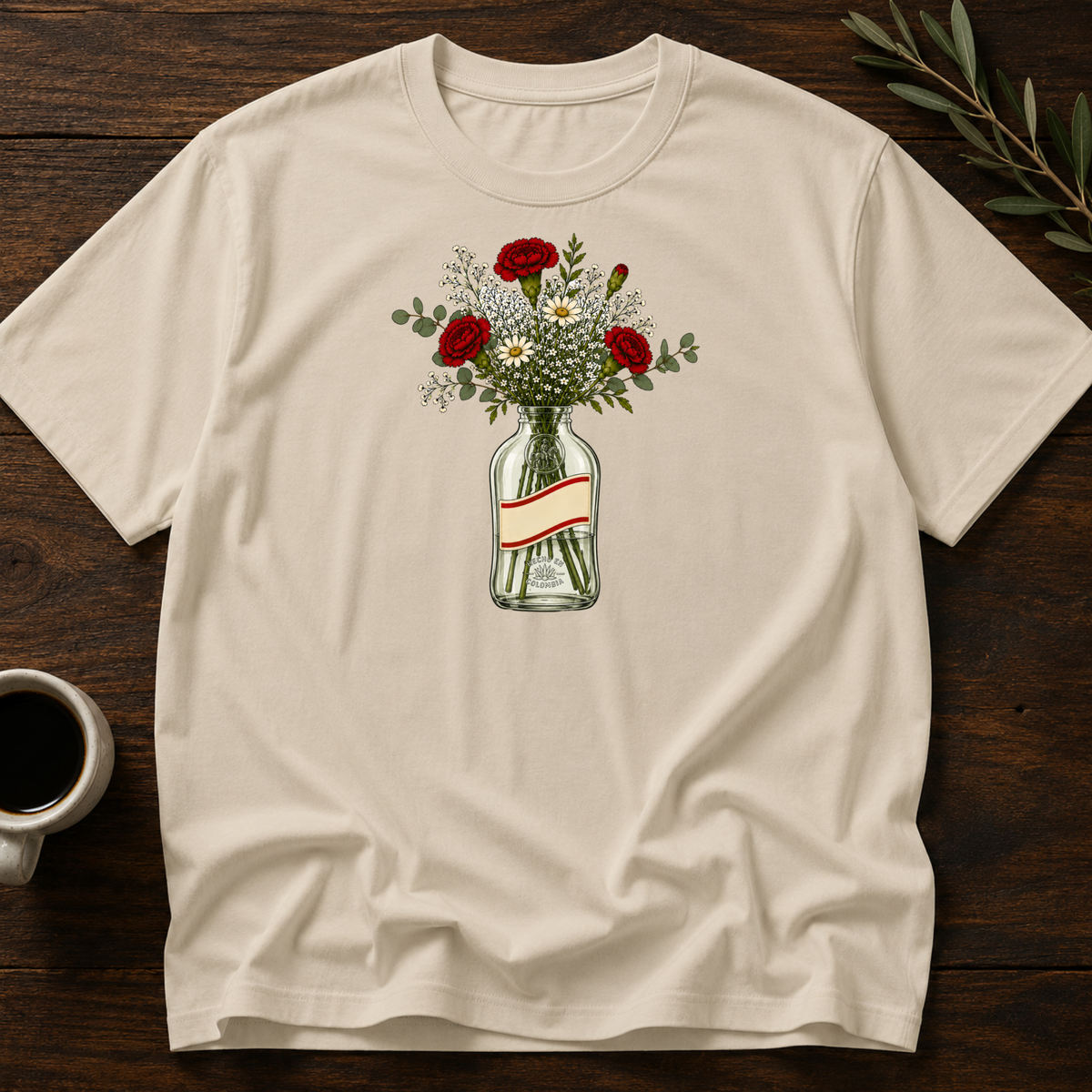 Colombian Bottled Bloom T-Shirt – Sand – Wear Your Heart