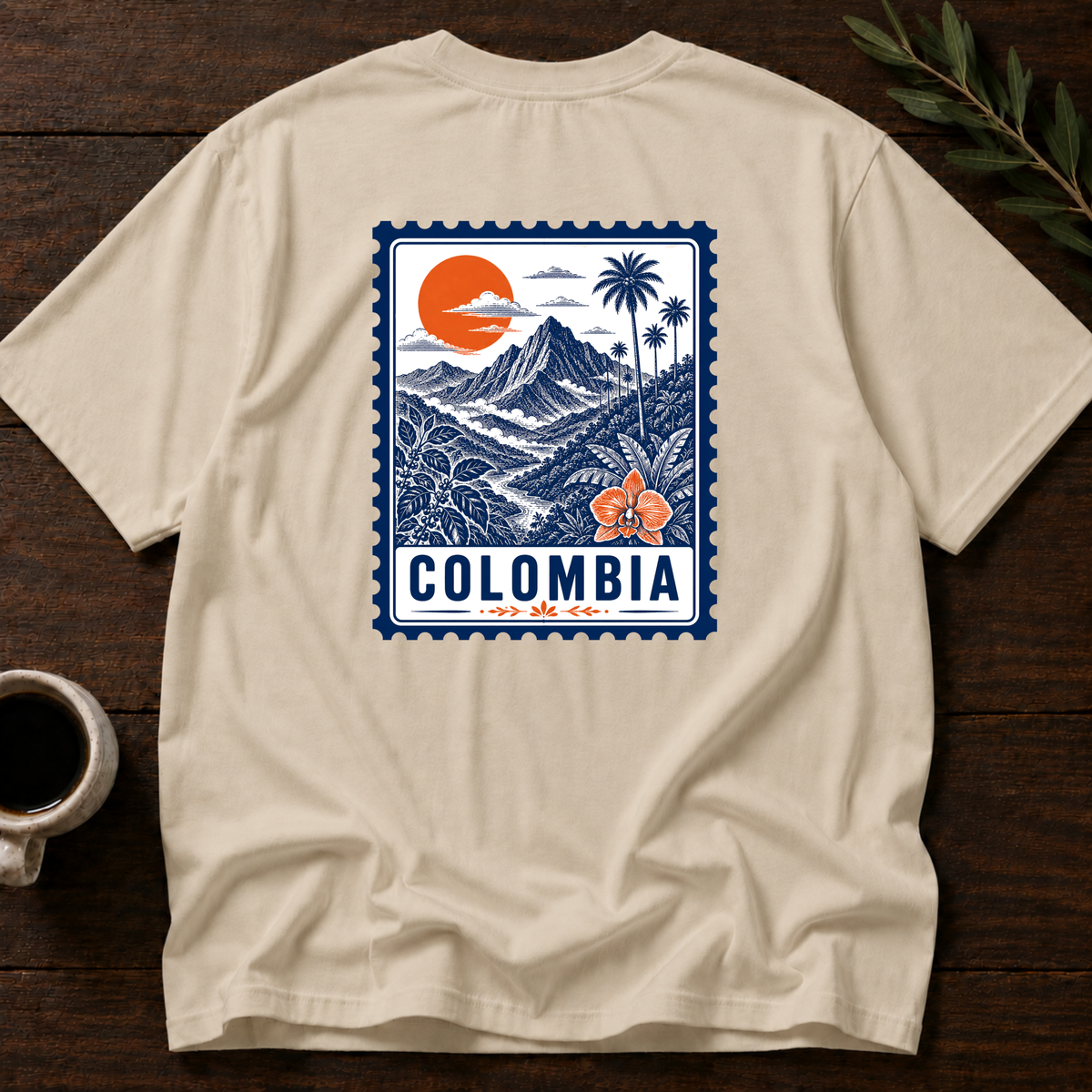 Colombia Stamp T-Shirt – Sand Back – Wear Your Heart