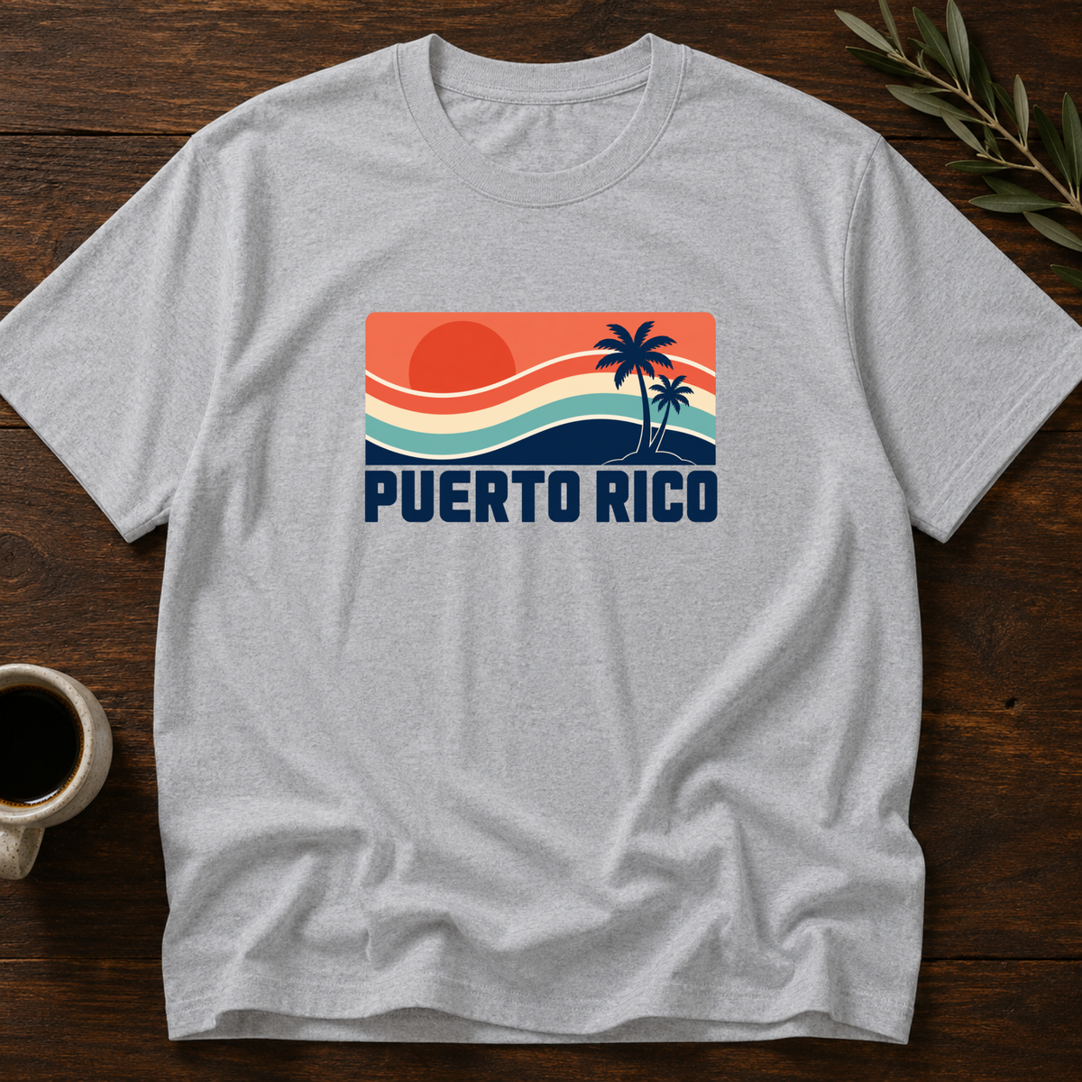 Sunset Boricua T-Shirt – Sport Gray – Wear Your Heart