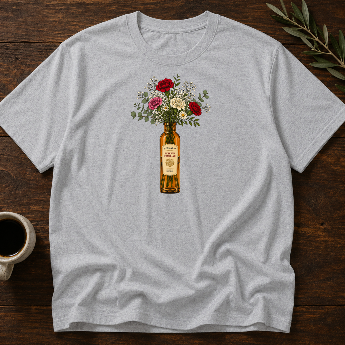 Venezuelan Rum Bottled Bloom T-Shirt – Sport Gray – Wear Your Heart