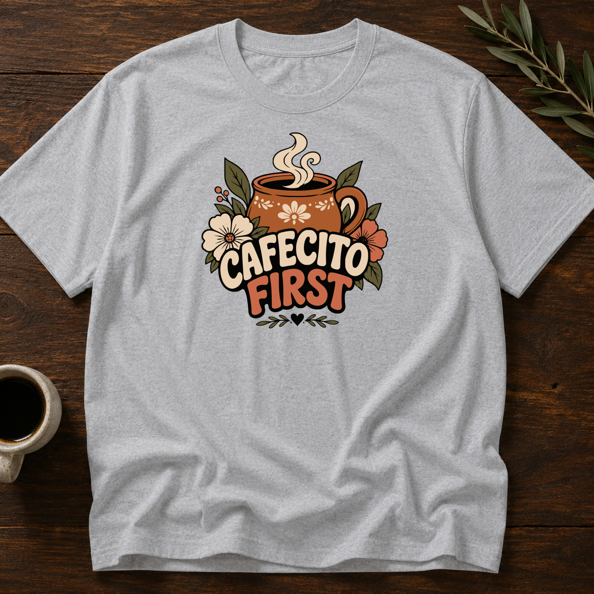 Cafecito First T-Shirt – Sport Gray – Wear Your Heart