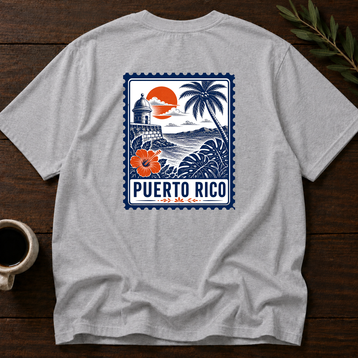 Puerto Rico Stamp T-Shirt – Sport Grey Back – Wear Your Heart