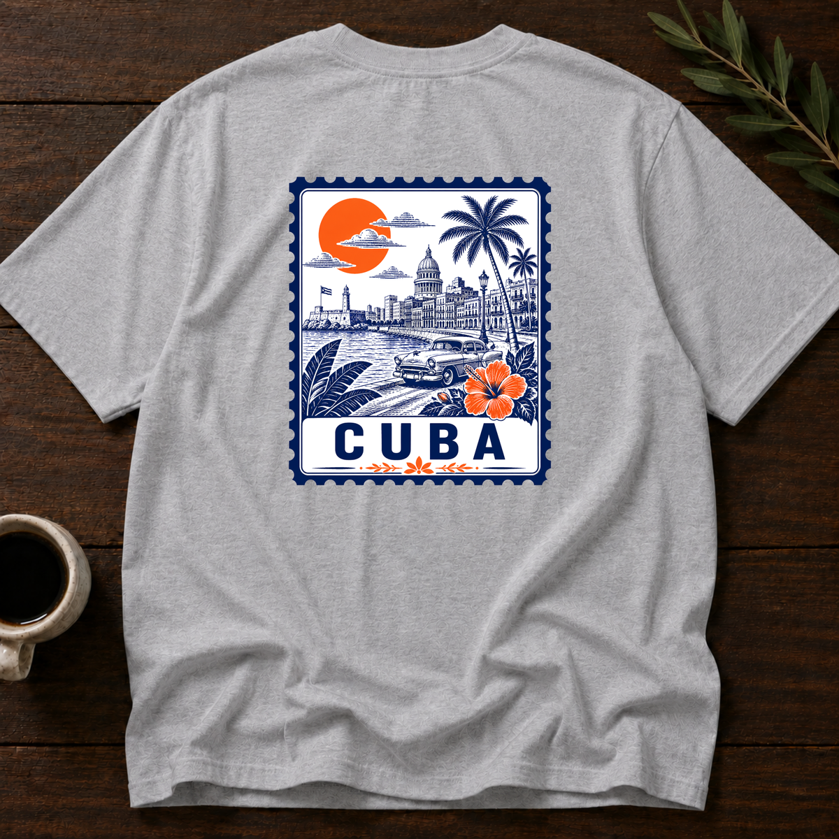 Cuba Stamp T-Shirt – Sport Grey Back – Wear Your Heart
