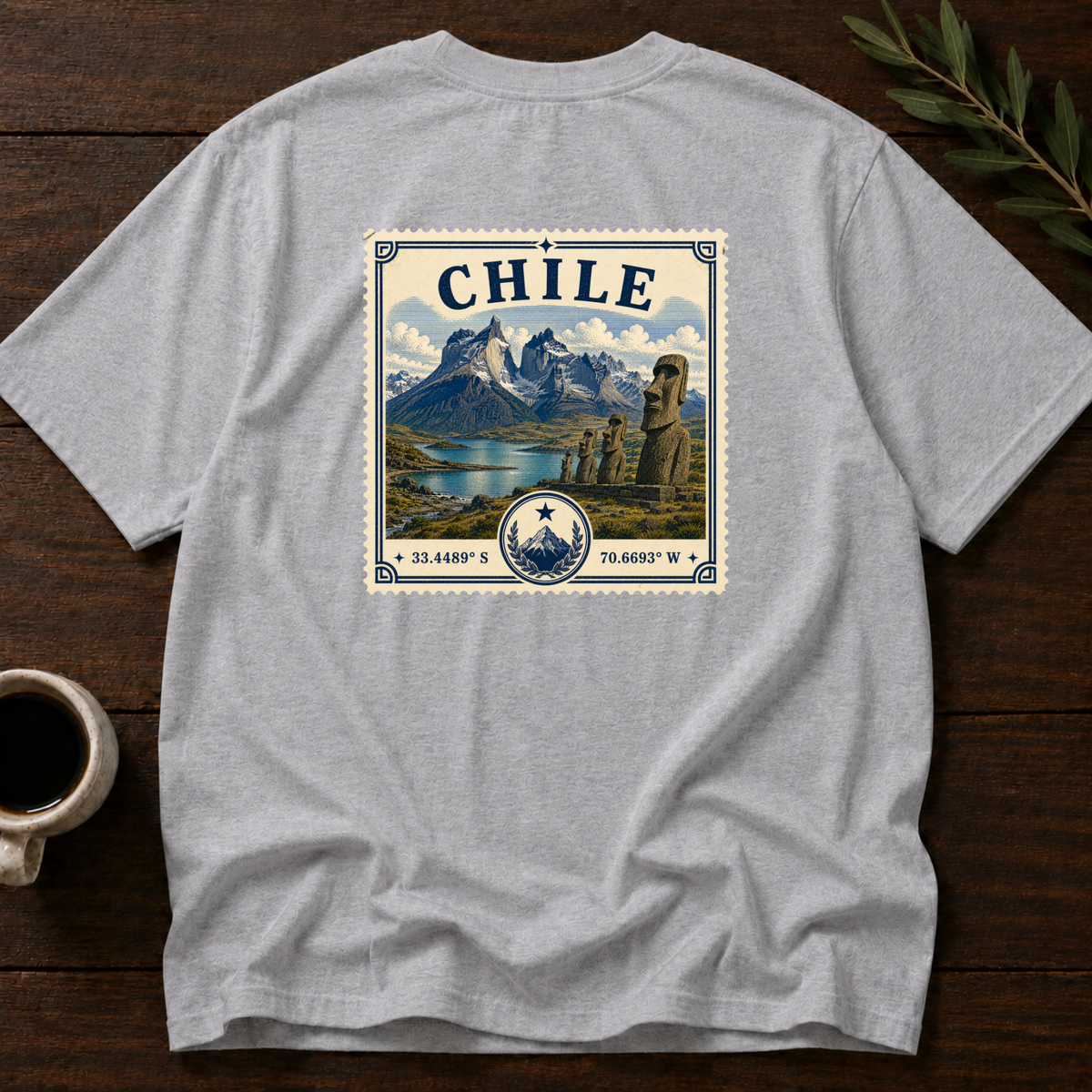 Chile Heritage Stamp T-Shirt – Sport Grey Back – Wear Your Heart