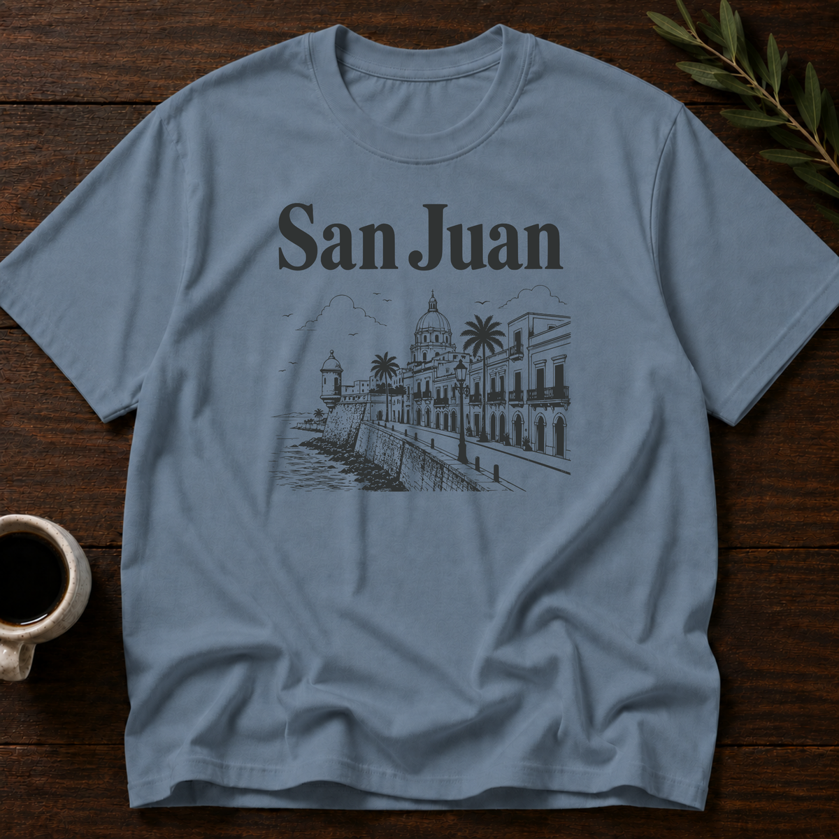 Hola San Juan T-Shirt – Stone Blue – Wear Your Heart