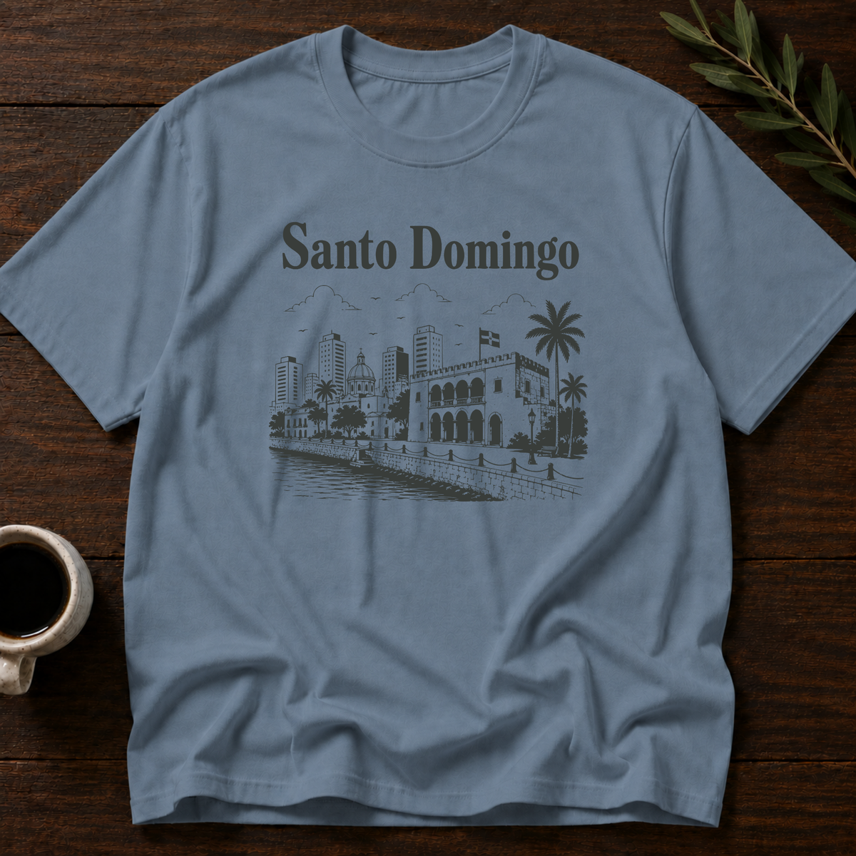 Hola Santo Domingo T-Shirt – Stone Blue – Wear Your Heart