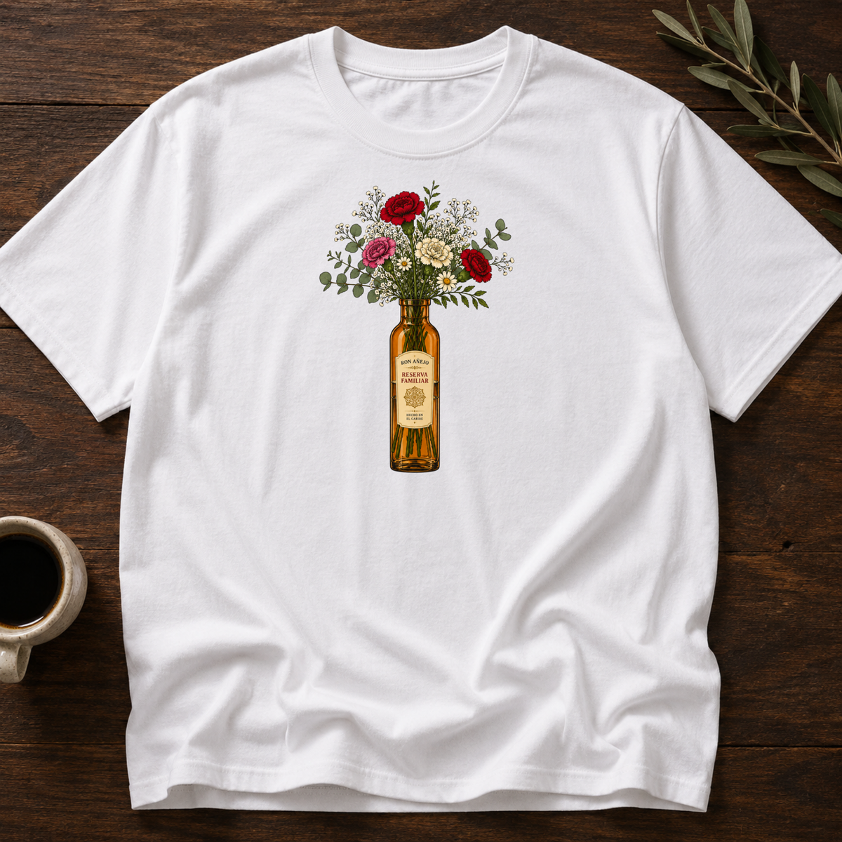 Venezuelan Rum Bottled Bloom T-Shirt – White – Wear Your Heart