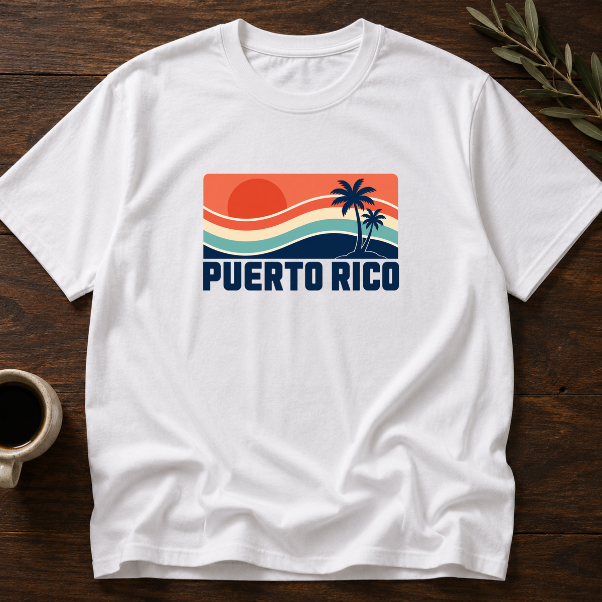 Sunset Boricua T-Shirt – White – Wear Your Heart