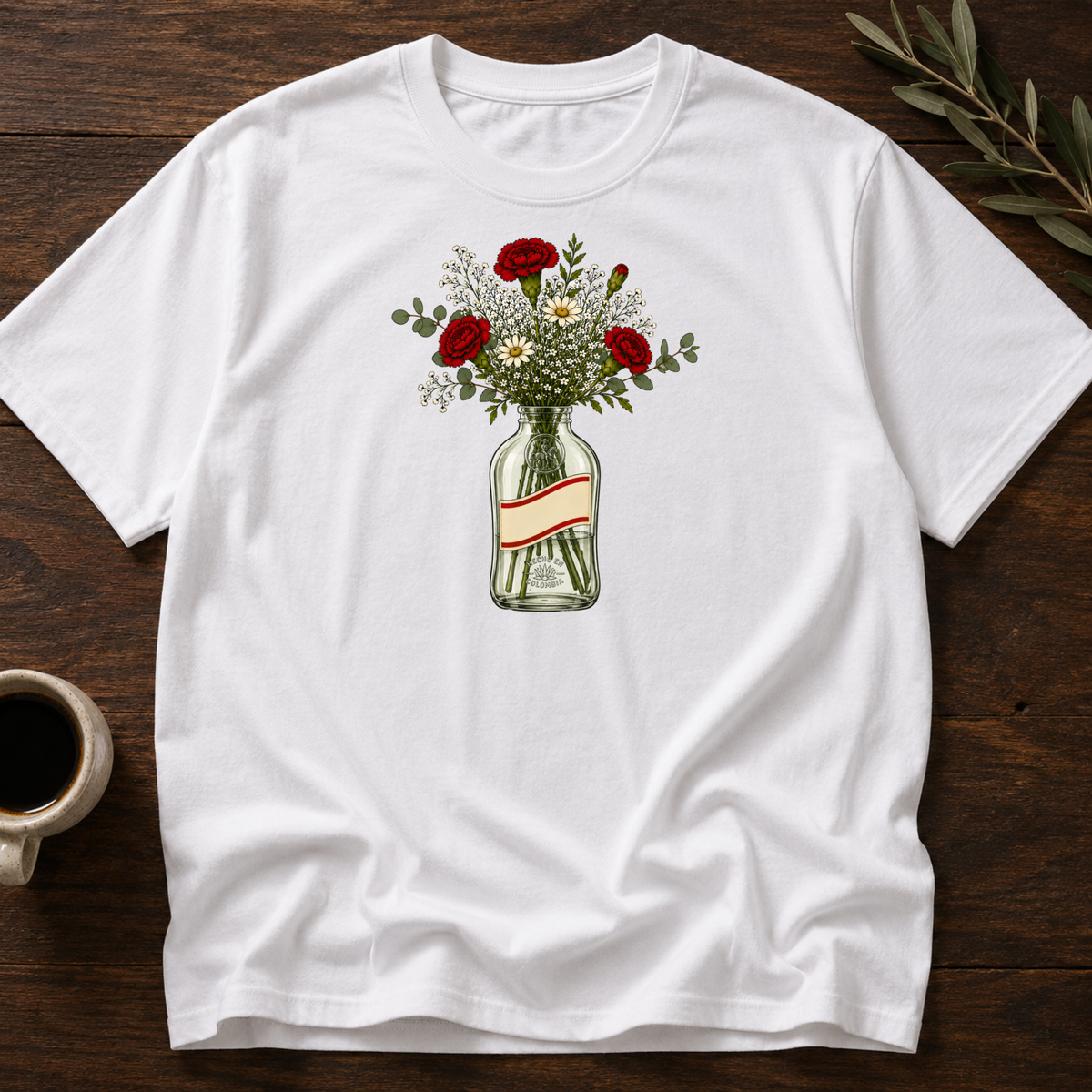 Colombian Bottled Bloom T-Shirt – White – Wear Your Heart