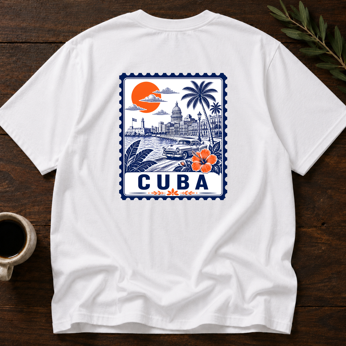 Cuba Stamp T-Shirt – White Back – Wear Your Heart