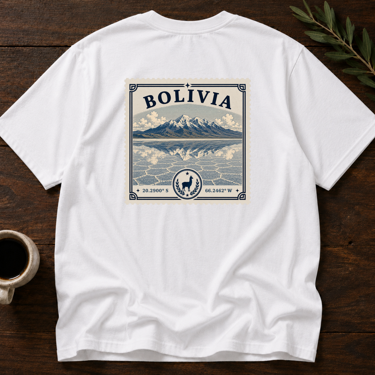Bolivia Heritage Stamp T-Shirt – White Back – Wear Your Heart