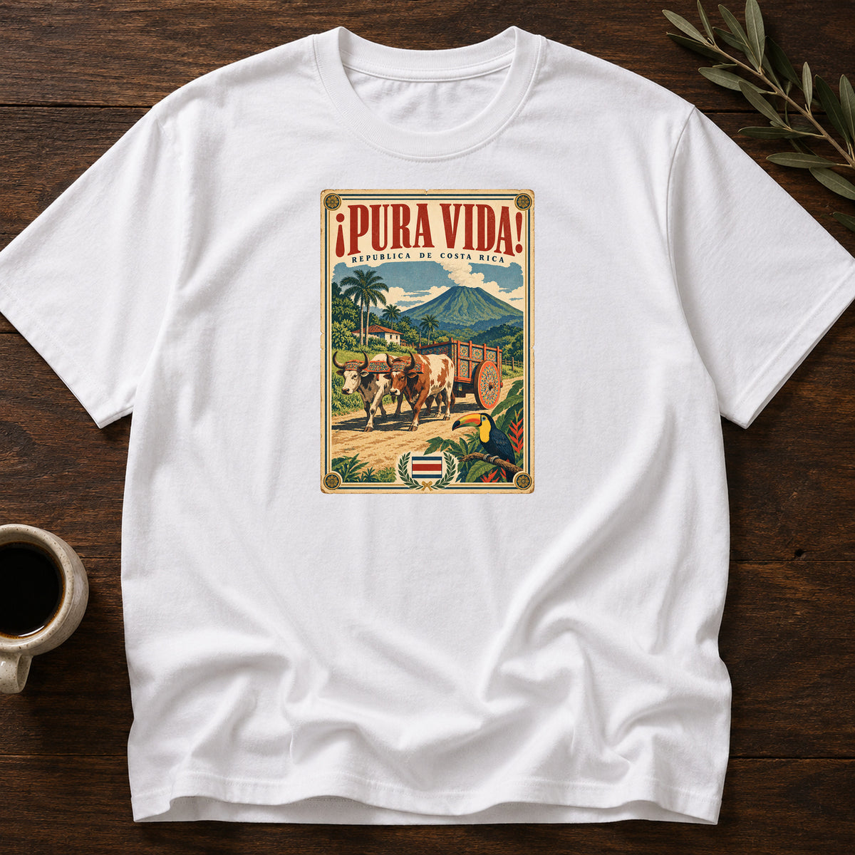 PURA VIDA COSTA RICA POSTER T-SHIRT - White [pura-vida-costa-rica-poster-t-shirt]